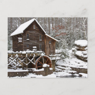 Glade Creek Grist Mill in Winter Holiday Postcard