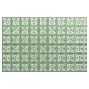 Glade Green Acorn and Leaf Tile Design Fabric