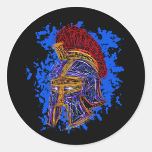 Gladiator Doodle: Epic Power and Bravery Classic Round Sticker