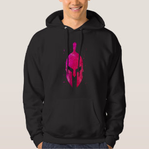 Gladiator Helmet Symbol Pink Spartan Girl Workout Hoodie
