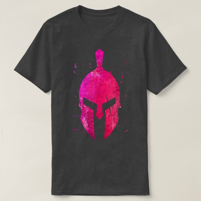 Gladiator Helmet Symbol Pink Spartan Girl Workout  T-Shirt (Design Front)