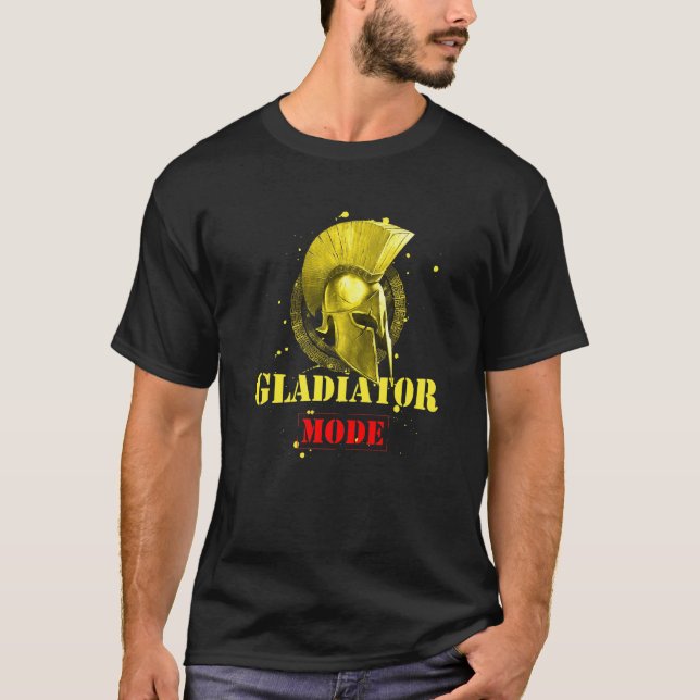 Gladiator Mode Motivation Gym Workout Spartan Helm T-Shirt (Front)