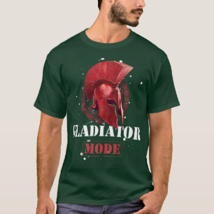 Gladiator Mode Spartan Helmet Red  Workout Motivat T-Shirt