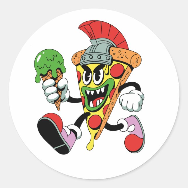 Gladiator Pizza Slice Italian Brainrot Classic Round Sticker (Front)