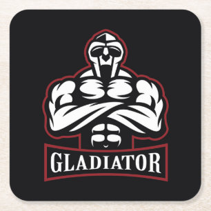 Gladiator Silhouette Square Paper Coaster