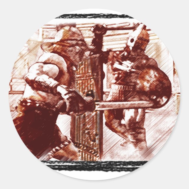 Gladiators in Arena Classic Round Sticker (Front)
