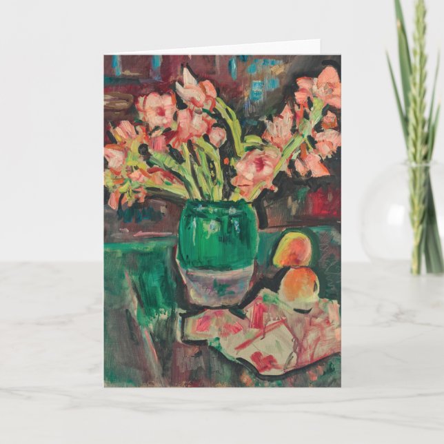 Gladioli in a Green Vase | George Leslie Hunter Card (Front)