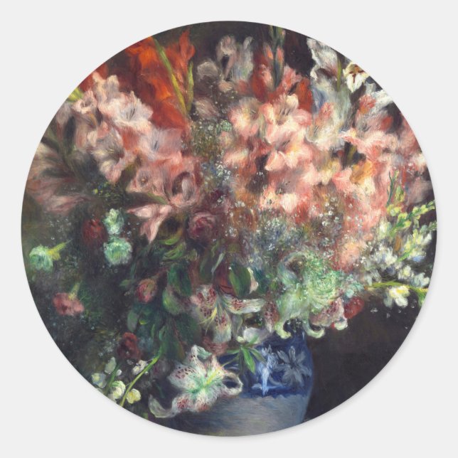 Gladioli in a Vase by Auguste Renoir Art Classic Round Sticker (Front)