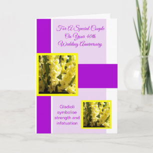 Gladioli Personalised 40th Wedding Anniversary Card
