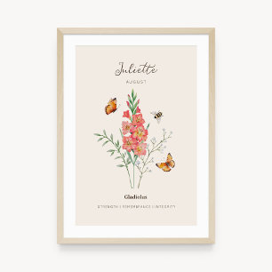 Gladiolus Birth Month Flower Poster
