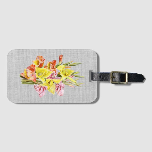Gladiolus Botanical Luggage Tag (Front Horizontal)