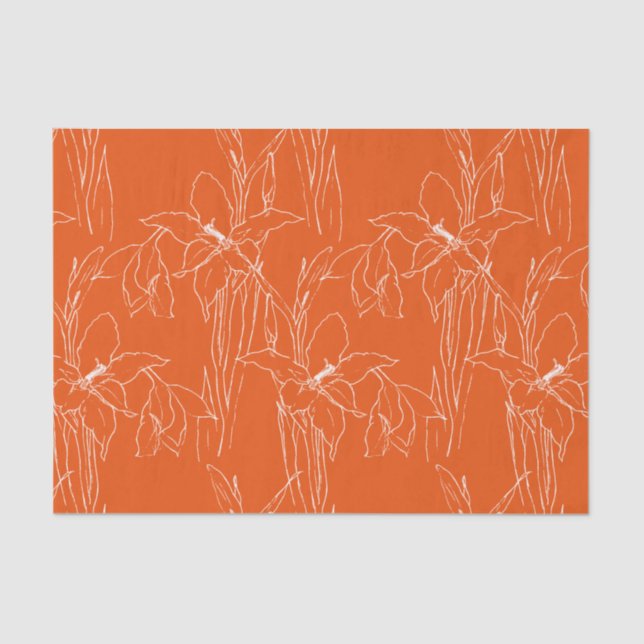 Gladiolus line art botanic hand drawn pattern tissue paper (Front)