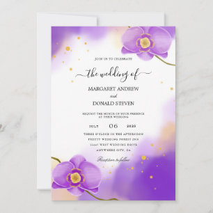 gladiolus purple wedding invitations