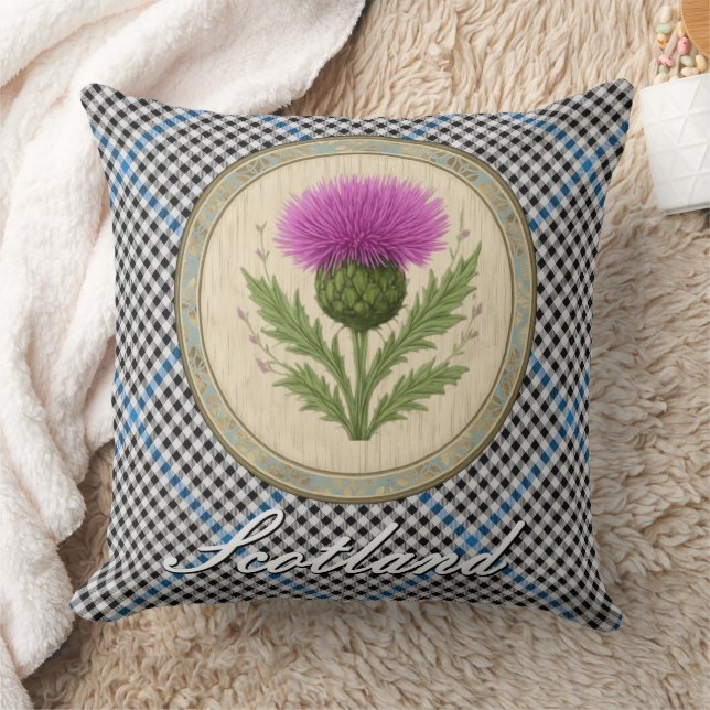 Gladstone Tartan and Scottish Thistle Cushion (Blanket)