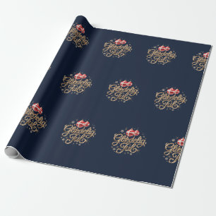 Glædelig Jul Danish Gold Christmas Wrapping Paper
