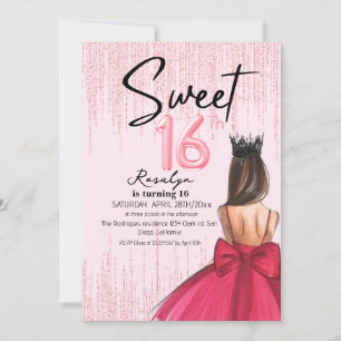 Glam 16 Rose Gold Sweet sixteen Birthday Party Invitation