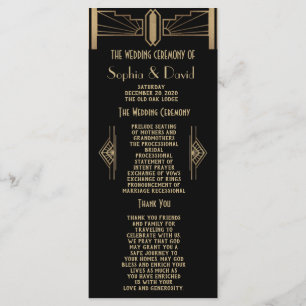 Glam 1920's Great Gatsby Art Deco Wedding Program Programme