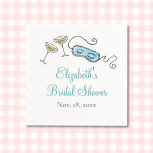 Glam 1960s Cocktail Party Hand-Illustrated Girly  Napkin