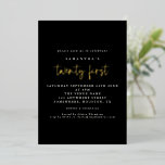 Glam 21st Birthday Party Script Black Real<br><div class="desc">Glam 21st Birthday Party Script Black. Real foil for twenty first in either gold,  rose gold or silver for a classy touch. Twenty First is set in a modern handwriting style. Easily personalise the rest of the text to your own.</div>