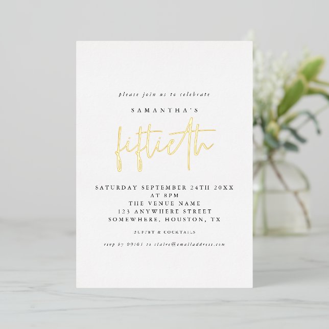 Glam 50th Birthday Party Script White Real  (Standing Front)