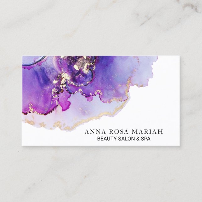 *~*  Glam Abstract Bold Lavender Gold Gilded Blue Business Card (Front)