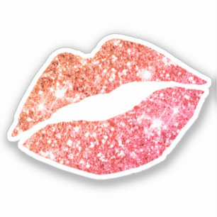 Glam Aesthetic Girly Red Orange Glitter Lips