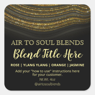 Glam Agate Black Gold Essential Oil Blend Labels