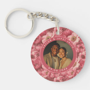Glam Anemones Accent Outdoor Wedding Key Ring