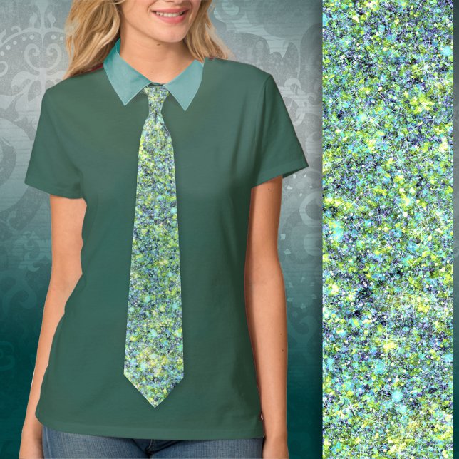 Glam Aqua Citron Green Mermaid Glitter Tie (Creator Uploaded)