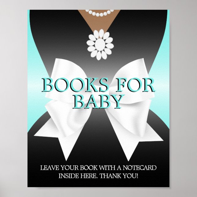 Glam Aqua Tiffany Baby Shower Books for Baby Sign (Front)