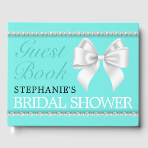 Glam Aqua Tiffany Theme Bridal Shower Guest Book