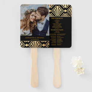 Glam Art Deco Black Gatsby 1920s Style Wedding Hand Fan