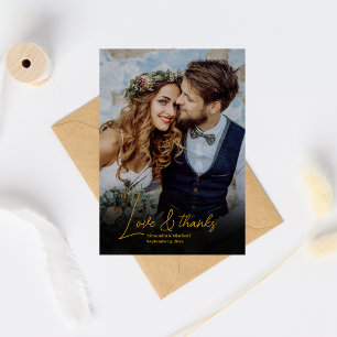 Glam Art Deco Black Gatsby 1920s Style Wedding Thank You Card