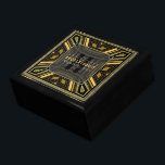 Glam Art Deco Black Gold Wedding Anniversary Box<br><div class="desc">Art Deco inspired design with Gatsby, roaring 20s with glam and R&B fusion flavour. With customisable text and monogram, combined with a very stylish glitter gold and black geometric design. Sleek and elegant custom Wedding, Anniversary or engagement present. Personalise with names, anniversary date and monogram or numbers - made into...</div>