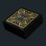 Glam Art Deco Black Gold Wedding Anniversary Box<br><div class="desc">Art Deco inspired design with Gatsby, roaring 20s with glam and R&B fusion flavour. With customisable text and monogram, combined with a very stylish glitter gold and black geometric design. Sleek and elegant custom Wedding, Anniversary or engagement present. Personalise with names, anniversary date and monogram or numbers - made into...</div>