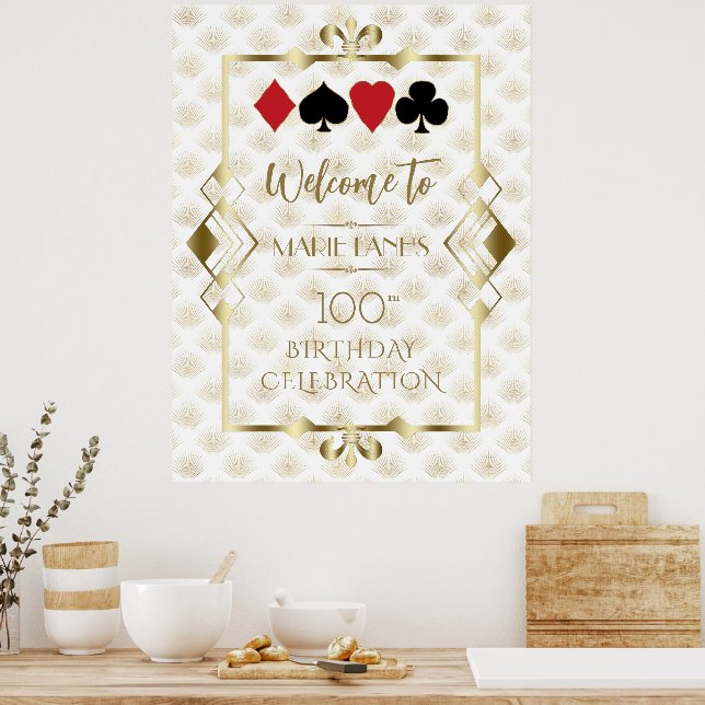 Glam Art Deco Casino Poker Birthday Welcome Sign (Kitchen)
