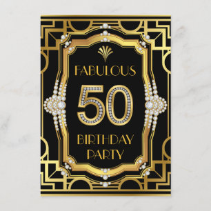 Glam Art Deco Fabulous 50 Birthday Party Invitation