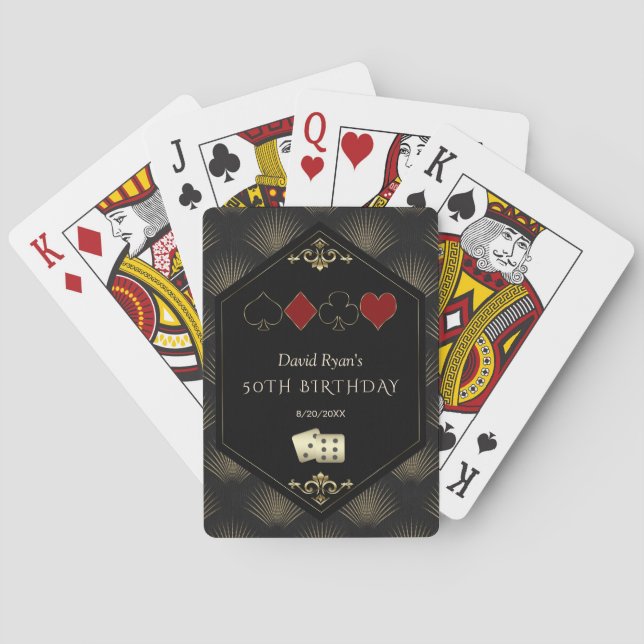 Glam Art Deco Vegas Casino Royale 50th Birthday  Playing Cards (Back)