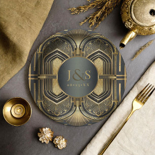 Glam Art Deco Wedding ID1033 Paper Plate
