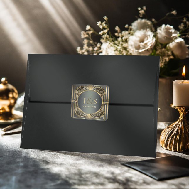 Glam Art Deco Wedding ID1033 Square Sticker (Creator Uploaded)