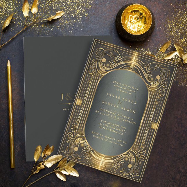 Glam Art Deco Wedding Rehearsal ID1033 Invitation (Creator Uploaded)