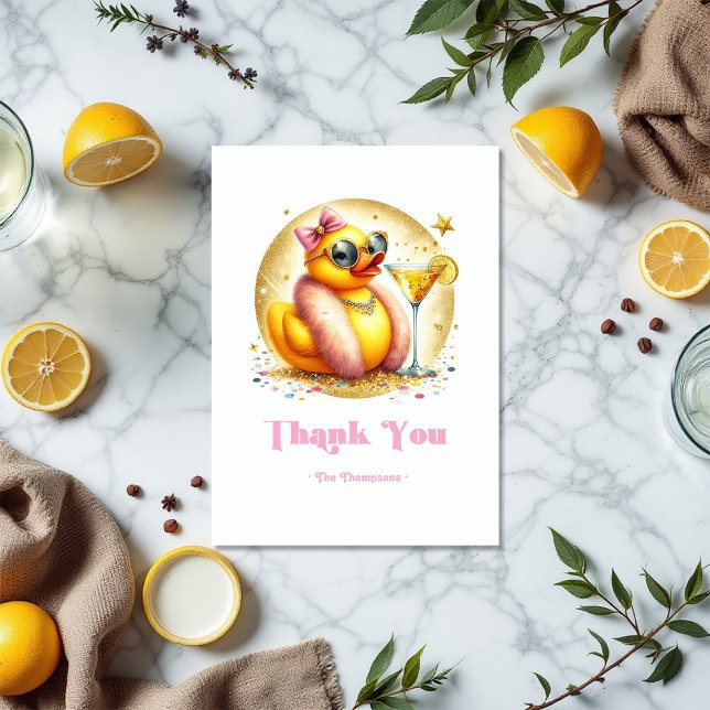 Glam Baby Duck Baby Shower Thank You Card (Glam Baby Duck Thank You)