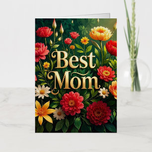 Glam Beautiful Floral Flowers For Mother's Day  Foil Greeting Card