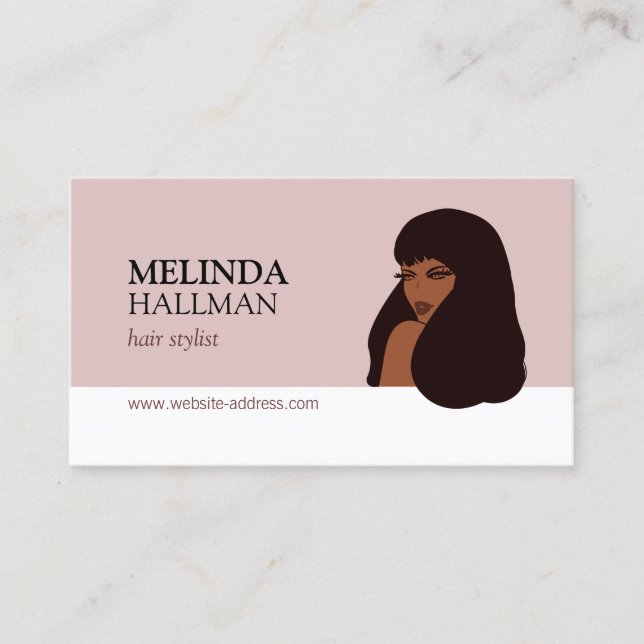 Glam Beauty Girl I Hair Stylist, Hair Extensions Business Card (Front)