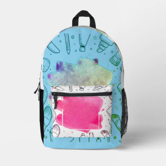 Glam Beauty: Unique Makeup Design Bag" Printed Backpack