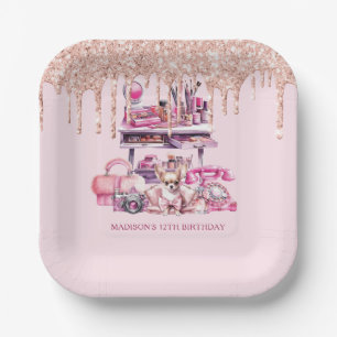 Glam Birthday Party Makeup Personalised Paper Plate