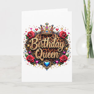 Glam Birthday Queen Crown Card