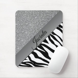 Glam Black and White Zebra Mouse Pad