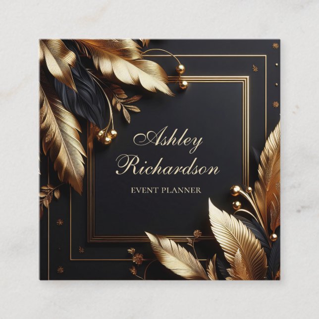 Glam Black Gold Business Card (Front)