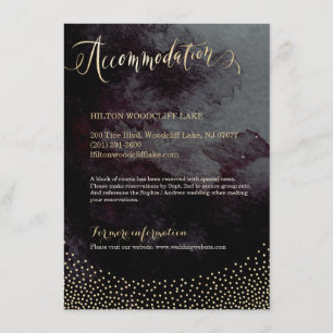 Glam black gold glitter calligraphy accommodation enclosure card